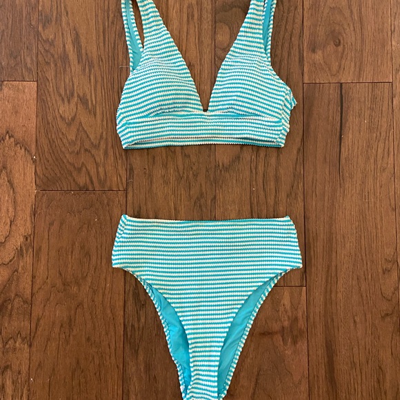 aerie Other - Aerie Blue and White Striped Bikini